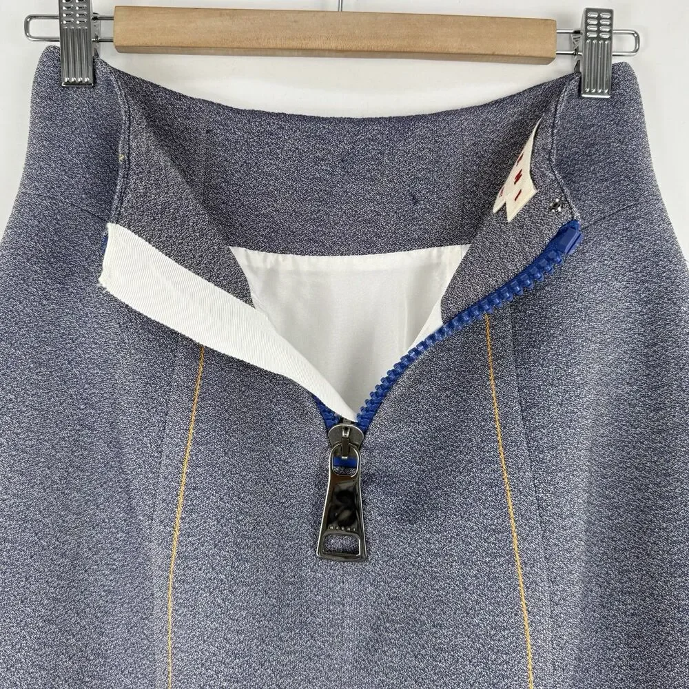 Marni Made in Italy Blue A-Line Skirt Size 36, USA 0 Contrast Stitch Zip Back